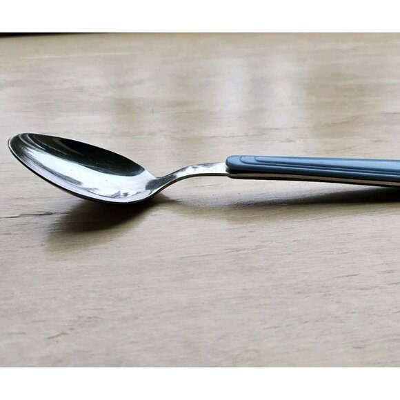 Gibson Art Deco Color Soup Spoons 7.5" blue yellow green pink plastic handle (4) - Picture 7 of 8